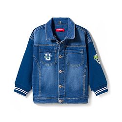 Babyhug Full Sleeves Denim Jacket with Detachable Hood - Blue