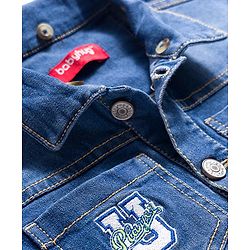 Babyhug Full Sleeves Denim Jacket with Detachable Hood - Blue