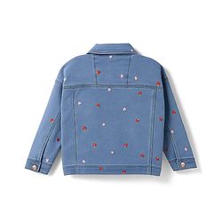 Babyhug Full Sleeves Denim Jacket with Pockets & Heart Print - Light Blue