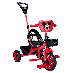 Babyhug Disney Mickey Kids Tricycle with Parental Push Handle- Red & Black| Antislip Pedals| Puncture Proof Wheels| Easy Assembling| Foldable Footrest| Toy for 2 to 5 year| Gifting Option