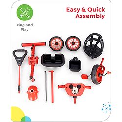 Babyhug Disney Mickey Kids Tricycle with Parental Push Handle- Red & Black| Antislip Pedals| Puncture Proof Wheels| Easy Assembling| Foldable Footrest| Toy for 2 to 5 year| Gifting Option