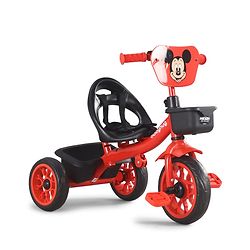 Babyhug Disney Mickey Kids Tricycle with Parental Push Handle- Red & Black| Antislip Pedals| Puncture Proof Wheels| Easy Assembling| Foldable Footrest| Toy for 2 to 5 year| Gifting Option