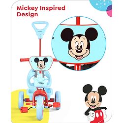Babyhug Disney Mickey Kids Tricycle with Parental Push Handle- Red & Black| Antislip Pedals| Puncture Proof Wheels| Easy Assembling| Foldable Footrest| Toy for 2 to 5 year| Gifting Option
