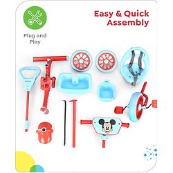 Babyhug Disney Mickey Kids Tricycle with Parental Push Handle- Red & Black| Antislip Pedals| Puncture Proof Wheels| Easy Assembling| Foldable Footrest| Toy for 2 to 5 year| Gifting Option