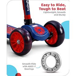Babyhug Marvel Spider Man Kids 3 Wheel Scooter with Attractive Led Wheels|Compact Fold| Lean-to-Steer| Gifting Option| Physical Activity - Red & Blue
