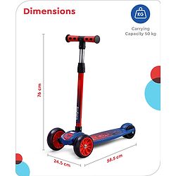Babyhug Marvel Spider Man Kids 3 Wheel Scooter with Attractive Led Wheels|Compact Fold| Lean-to-Steer| Gifting Option| Physical Activity - Red & Blue
