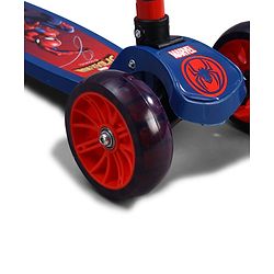 Babyhug Marvel Spider Man Kids 3 Wheel Scooter with Attractive Led Wheels|Compact Fold| Lean-to-Steer| Gifting Option| Physical Activity - Red & Blue