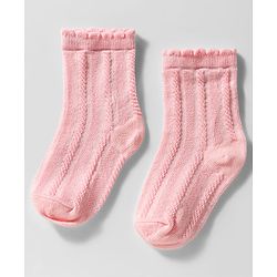 Cute Walk by Babyhug Knit Ankle Length Anti Bacterial Socks with Cable Knit Design Pack of 3 - Dark Pink White & Pink