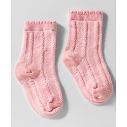 Cute Walk by Babyhug Knit Ankle Length Anti Bacterial Socks with Cable Knit Design Pack of 3 - Dark Pink White & Pink
