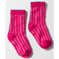 Cute Walk by Babyhug Knit Ankle Length Anti Bacterial Socks with Cable Knit Design Pack of 3 - Dark Pink White & Pink