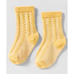 Cute Walk by Babyhug Knit Ankle Length Anti Bacterial Socks with Cable Knit Design Pack of 3 - Yellow Pink & Purple