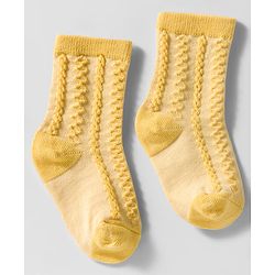 Cute Walk by Babyhug Knit Ankle Length Anti Bacterial Socks with Cable Knit Design Pack of 3 - Yellow Pink & Purple