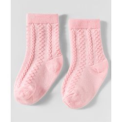 Cute Walk by Babyhug Knit Ankle Length Anti Bacterial Socks with Cable Knit Design Pack of 3 - Yellow Pink & Purple