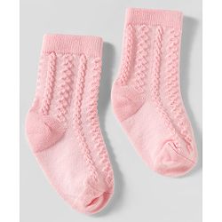 Cute Walk by Babyhug Knit Ankle Length Anti Bacterial Socks with Cable Knit Design Pack of 3 - Yellow Pink & Purple