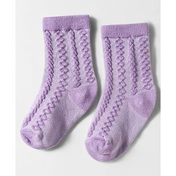 Cute Walk by Babyhug Knit Ankle Length Anti Bacterial Socks with Cable Knit Design Pack of 3 - Yellow Pink & Purple