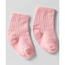 Cute Walk by Babyhug Knit Ankle Length Solid Color Anti Bacterial Socks Pack of 3 - Pink