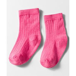 Cute Walk by Babyhug Knit Ankle Length Solid Color Anti Bacterial Socks Pack of 3 - Pink