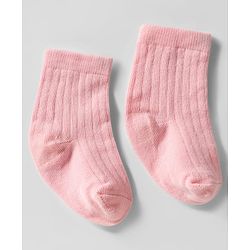 Cute Walk by Babyhug Knit Ankle Length Solid Color Anti Bacterial Socks Pack of 3 - Pink
