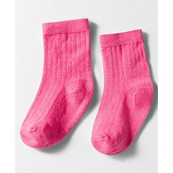 Cute Walk by Babyhug Knit Ankle Length Solid Color Anti Bacterial Socks Pack of 3 - Pink