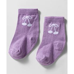 Cute Walk by Babyhug Knit Ankle Length Anti Bacterial Socks with Cherry Design Pack of 3 - Red Purple & White