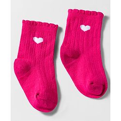 Cute Walk by Babyhug Knit Ankle Length Anti Bacterial Socks with Heart Design & Stripes Pack of 3 - Dark Pink White & Pink