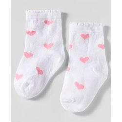 Cute Walk by Babyhug Knit Ankle Length Anti Bacterial Socks with Heart Design & Stripes Pack of 3 - Dark Pink White & Pink
