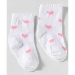 Cute Walk by Babyhug Knit Ankle Length Anti Bacterial Socks with Heart Design & Stripes Pack of 3 - Dark Pink White & Pink