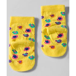 Cute Walk by Babyhug Knit Ankle Length Anti Bacterial Socks with Polka Dot Design & Stripes Pack of 3 - Pink Blue & Yellow