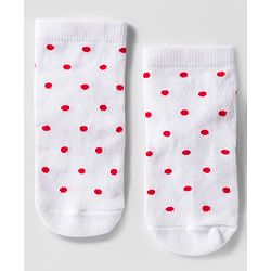 Cute Walk by Babyhug Knit Ankle Length Anti Bacterial Socks with Floral Polka Dot & Strawberry Design Pack of 3 - Yellow Red & White
