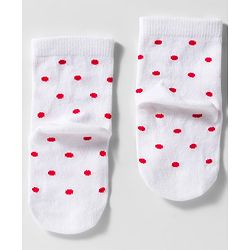 Cute Walk by Babyhug Knit Ankle Length Anti Bacterial Socks with Floral Polka Dot & Strawberry Design Pack of 3 - Yellow Red & White