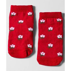 Cute Walk by Babyhug Knit Ankle Length Anti Bacterial Socks with Floral Polka Dot & Strawberry Design Pack of 3 - Yellow Red & White