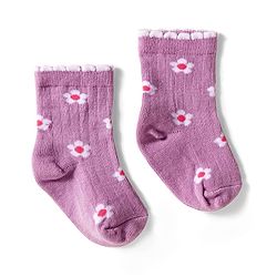 Cute Walk by Babyhug Knit Ankle Length Anti Bacterial Socks with Floral Design Pack of 3 - Pink Red & Purple