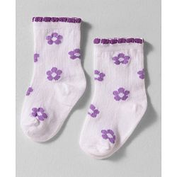Cute Walk by Babyhug Knit Ankle Length Anti-bacterial Socks with Floral Print Pack of 3 - Yellow White & Pink