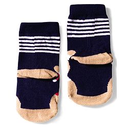 Cute Walk by Babyhug Knit Ankle Length Anti Bacterial Socks with Bear & Star Design Pack of 3 - Brown Navy Blue & Red