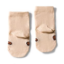 Cute Walk by Babyhug Knit Ankle Length Anti Bacterial Socks with Text & Bear Design Pack of 3 - Brown & Blue