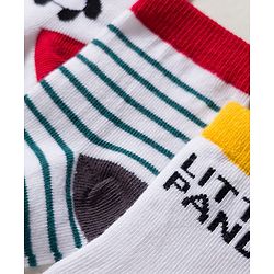 Cute Walk by Babyhug Knit Ankle Length Anti-bacterial Socks with Stripes Animal Print Pack of 3 - White