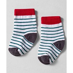 Cute Walk by Babyhug Knit Ankle Length Anti-bacterial Socks with Stripes Animal Print Pack of 3 - White