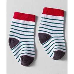 Cute Walk by Babyhug Knit Ankle Length Anti-bacterial Socks with Stripes Animal Print Pack of 3 - White