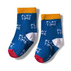 Cute Walk by Babyhug Knit Ankle Length Anti Bacterial Socks with Text & Stripe Design Pack of 3 - White Blue & Red
