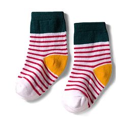Cute Walk by Babyhug Knit Ankle Length Anti Bacterial Socks with Text & Stripe Design Pack of 3 - White Blue & Red