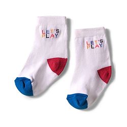 Cute Walk by Babyhug Knit Ankle Length Anti Bacterial Socks with Text & Stripe Design Pack of 3 - White Blue & Red