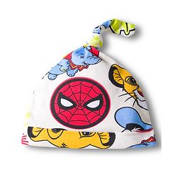 Babyhug Disney Interlock Knit Half Sleeves Onesie & Diaper Legging With Pony Cap Set  Disney Character Print- White