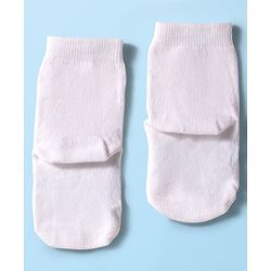 Cute Walk by Babyhug Knit Ankle Length Anti Bacterial Socks with Text & Stripe Design Pack of 3 - White & Light Blue