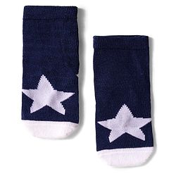 Cute Walk by Babyhug Knit Ankle Length Anti Bacterial Socks with Star & Stripe Design Pack of 3 -Navy Blue white & Red