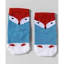 Cute Walk by Babyhug Knit Ankle Length Anti-Bacterial Socks with Animal Design Pack of 3 - Blue