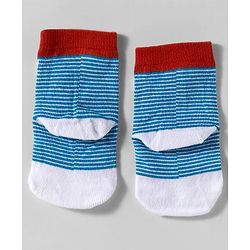 Cute Walk by Babyhug Knit Ankle Length Anti-Bacterial Socks with Animal Design Pack of 3 - Blue
