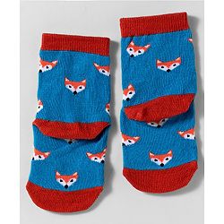 Cute Walk by Babyhug Knit Ankle Length Anti-Bacterial Socks with Animal Design Pack of 3 - Blue