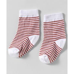 Cute Walk by Babyhug Knit Ankle Length Anti-Bacterial Socks with Stripes & Animal Design Pack of 3 - White & Brown