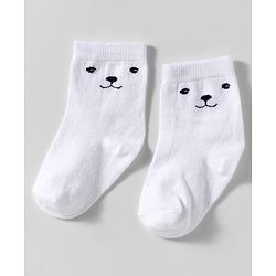Cute Walk by Babyhug Knit Ankle Length Anti-Bacterial Socks with Stripes & Animal Design Pack of 3 - White & Brown