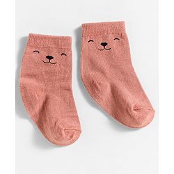 Cute Walk by Babyhug Knit Ankle Length Anti-Bacterial Socks with Stripes & Animal Design Pack of 3 - White & Brown